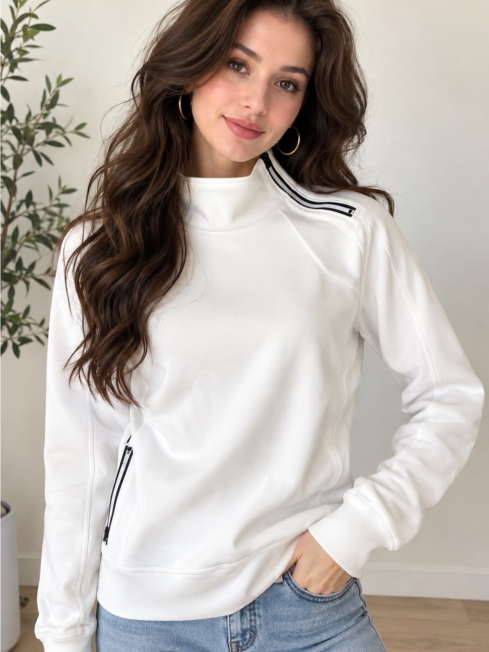 NWT ACEGOLFS White Quarter Zip Mock Neck Pullover